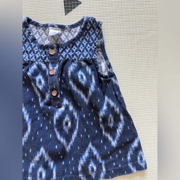 Carters|Baby girl,toddler blue patterned matching set in linen•••tank & pants,2T - Picture 3 of 5